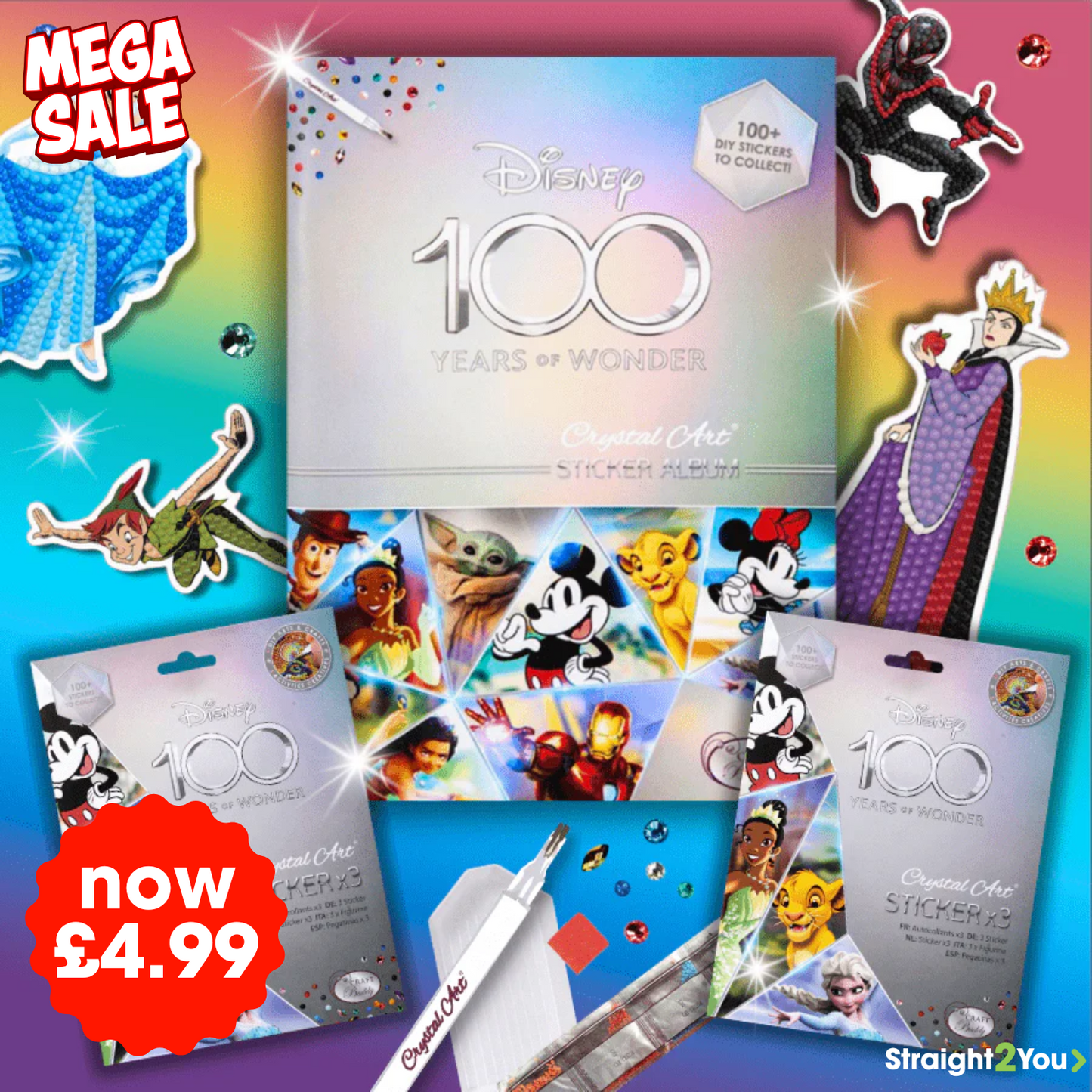 Disney 100 Crystal Art Sticker Album Starter Pack