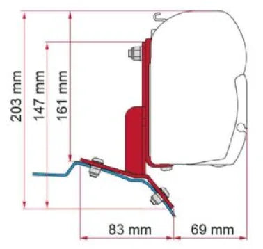Fiamma F45 Ford Transit Custom RHD Adapter