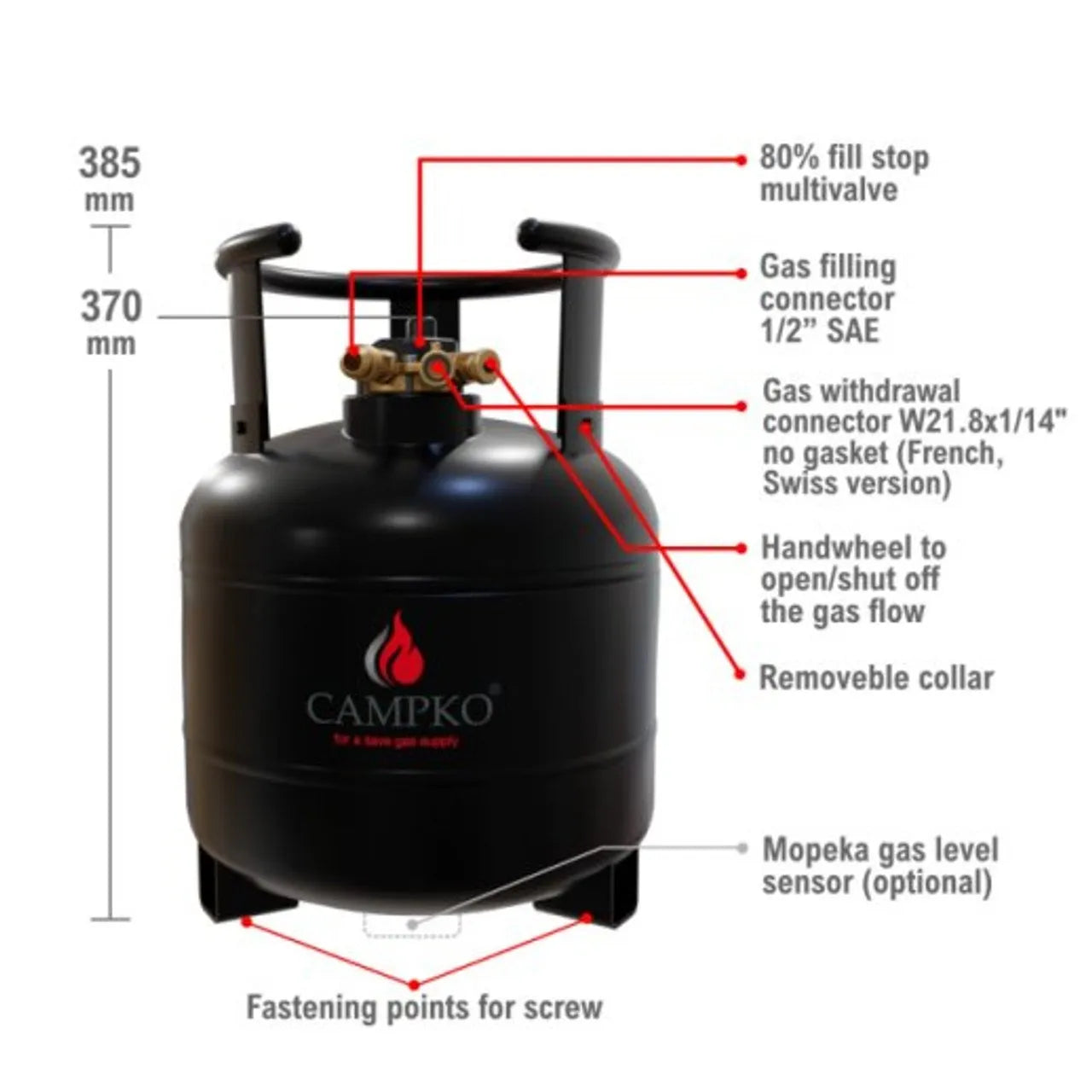 CAMPKO 15 Litre Refillable LPG Cylinder