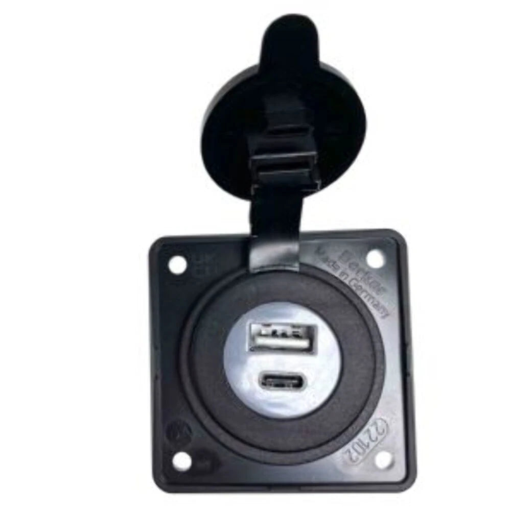 Twin USB Socket USB-A USB-C On Berker Backplate Anthracite