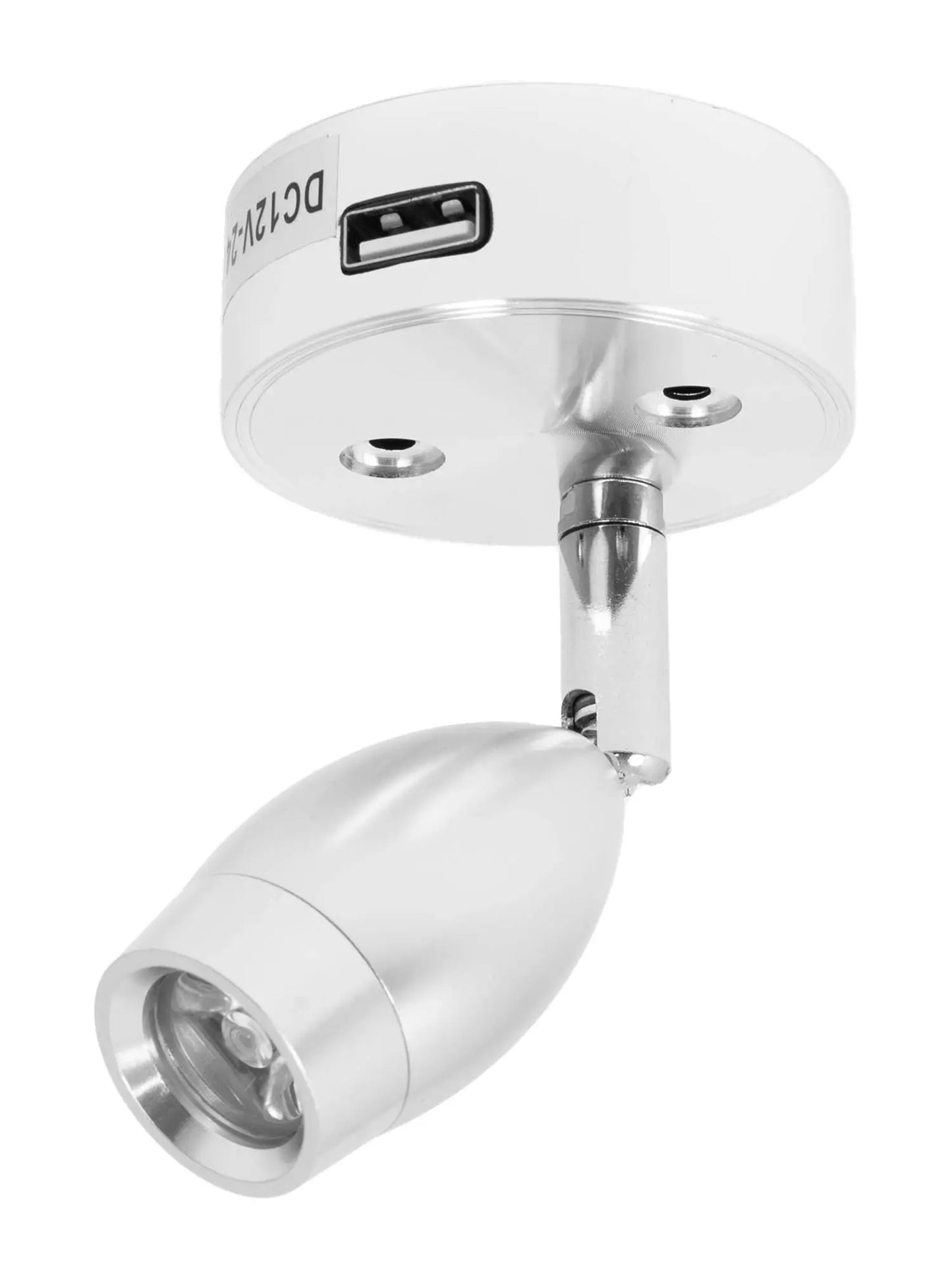 Vechline Vega 3w Touch Spotlight With 2 Amp USB Socket Silver