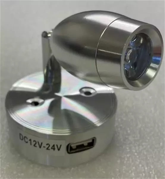Vechline Vega 3w Touch Spotlight With 2 Amp USB Socket Silver