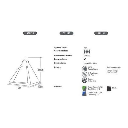 Summit Hydrahalt 4 Person Tipi Tent Lime Green