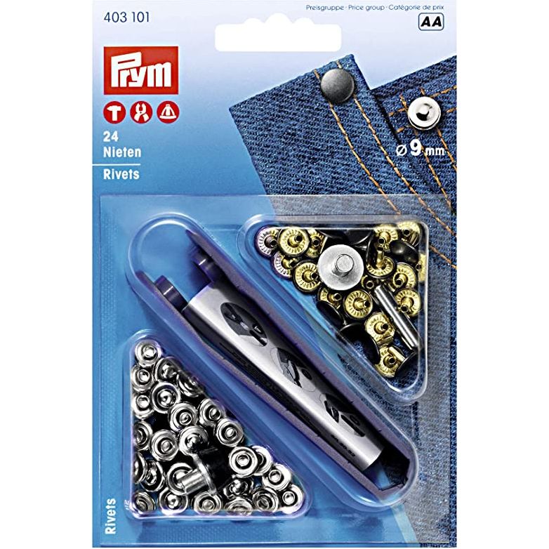 Rivets Brass 9mm 24 Pack Silver