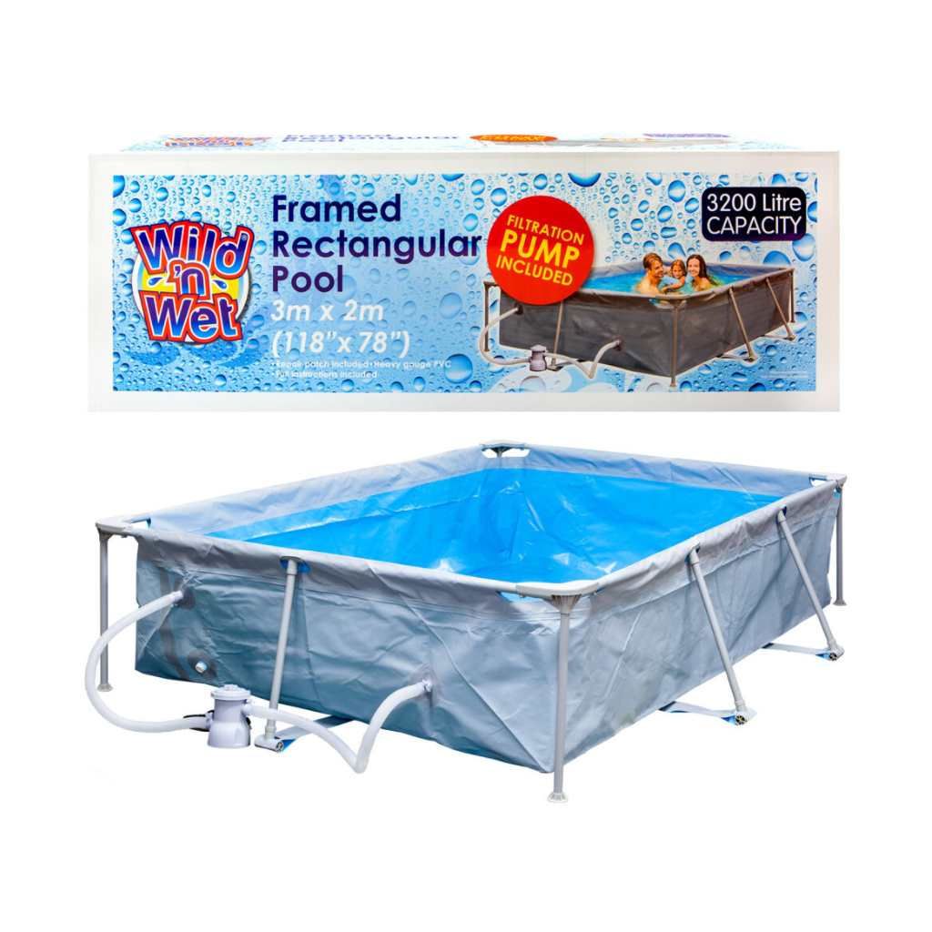 Wet n Wild Rectangular Pool with Pump 3m x 2m