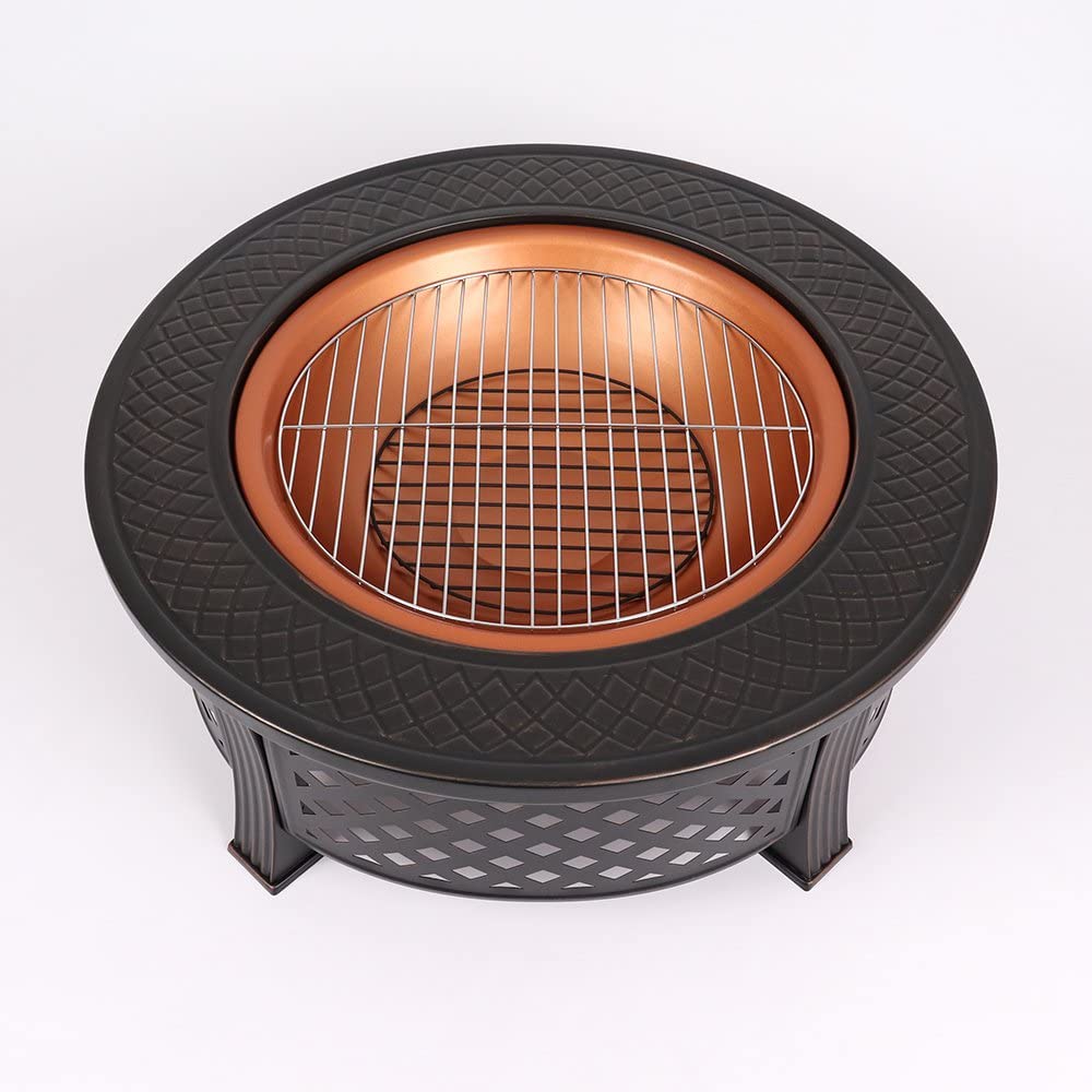 Copper Round Steel Garden Patio Firepit Log Burner Bbq