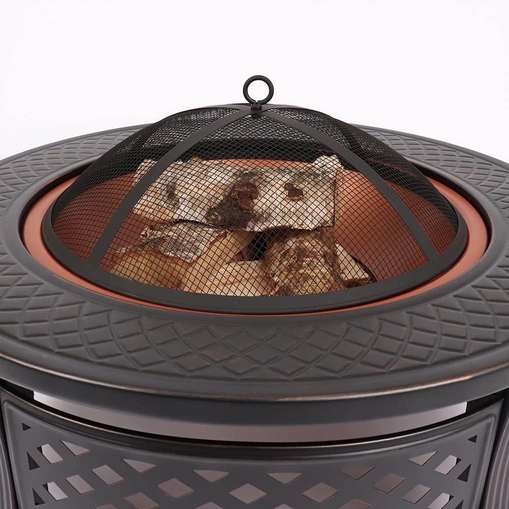 Copper Round Steel Garden Patio Firepit Log Burner Bbq