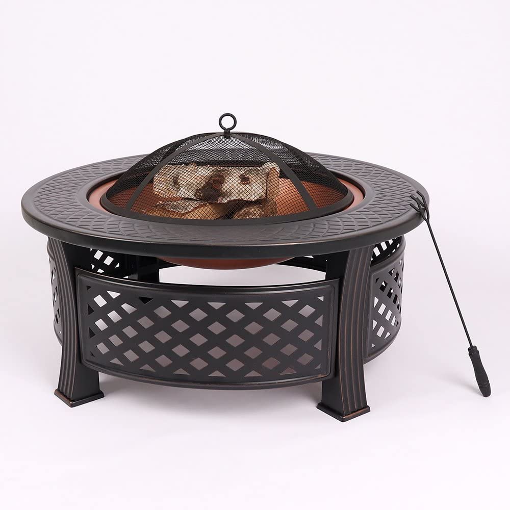Copper Round Steel Garden Patio Firepit Log Burner Bbq