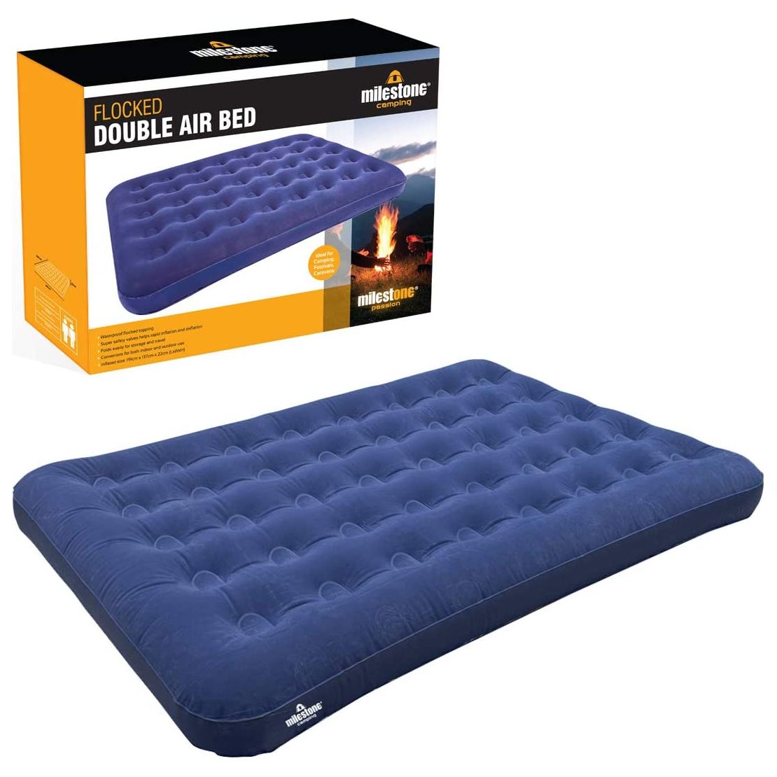 Double/Single Flocked Airbed With Electric Pump – Camping Mattress That's Comfy & Portable