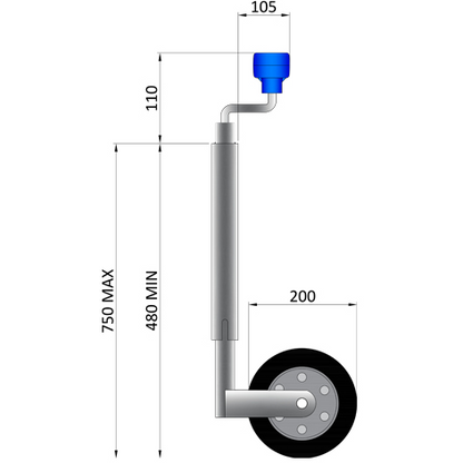 Jockey Wheel Galvanized Solid Wheel 42mm