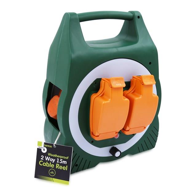 2 Way 15M Outdoor Cable Reel - 13A – Car and Caravan