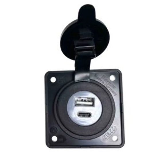 Twin USB Socket USB-A USB-C On Berker Backplate Anthracite