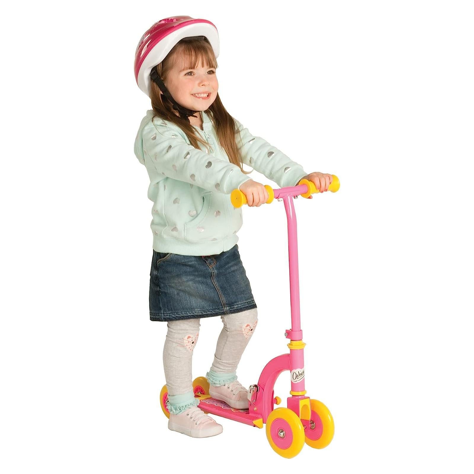 Ozbozz Kids Children Girls Pink My First Folding Push Scooter 4 Wheels