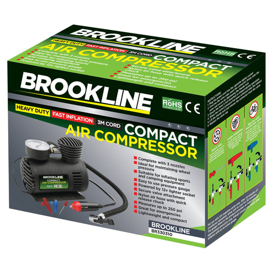 Brookline 12V Lighter Socket Mini Air Compressor Air Pump 3M Hose