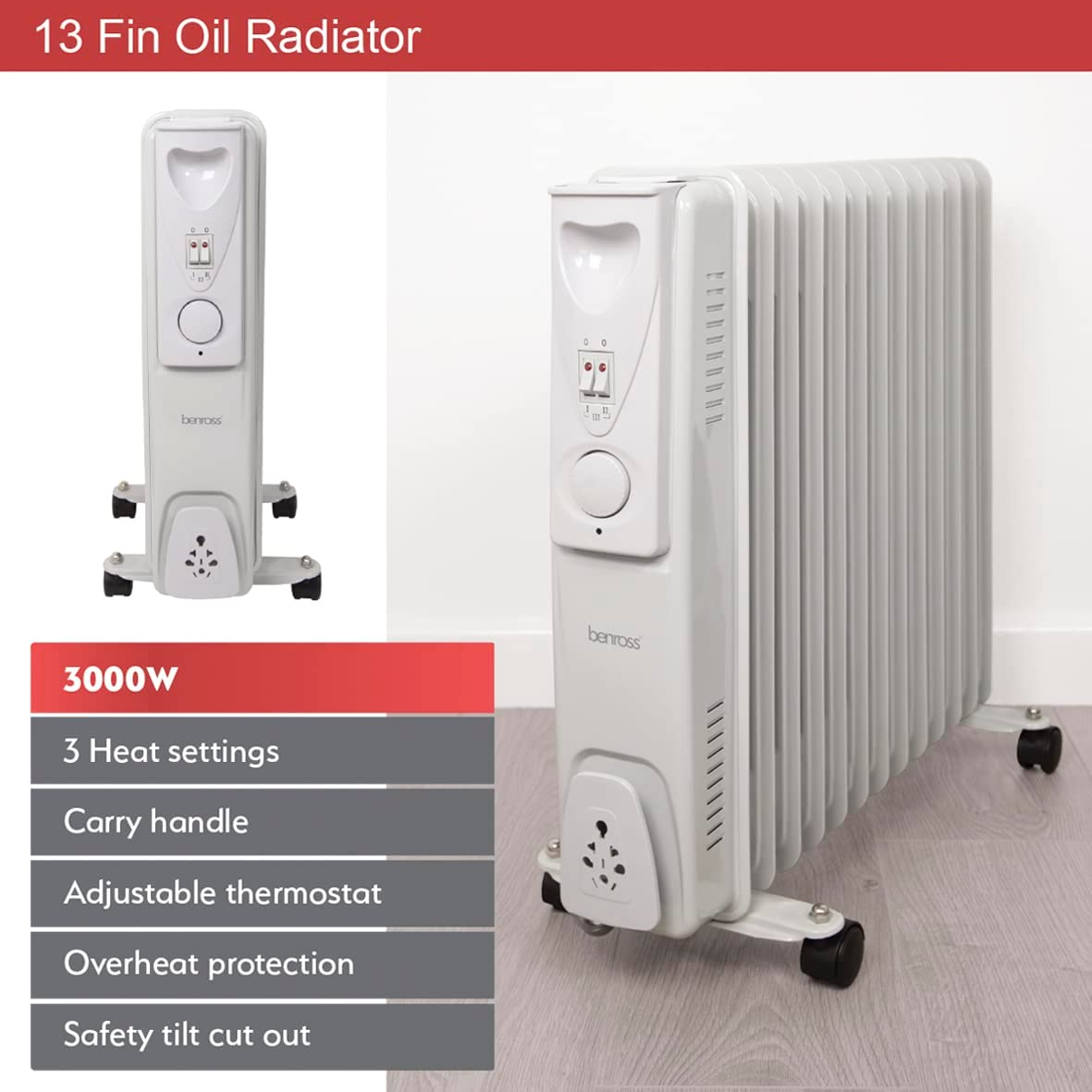 13 Fin Oil Radiator 2500W