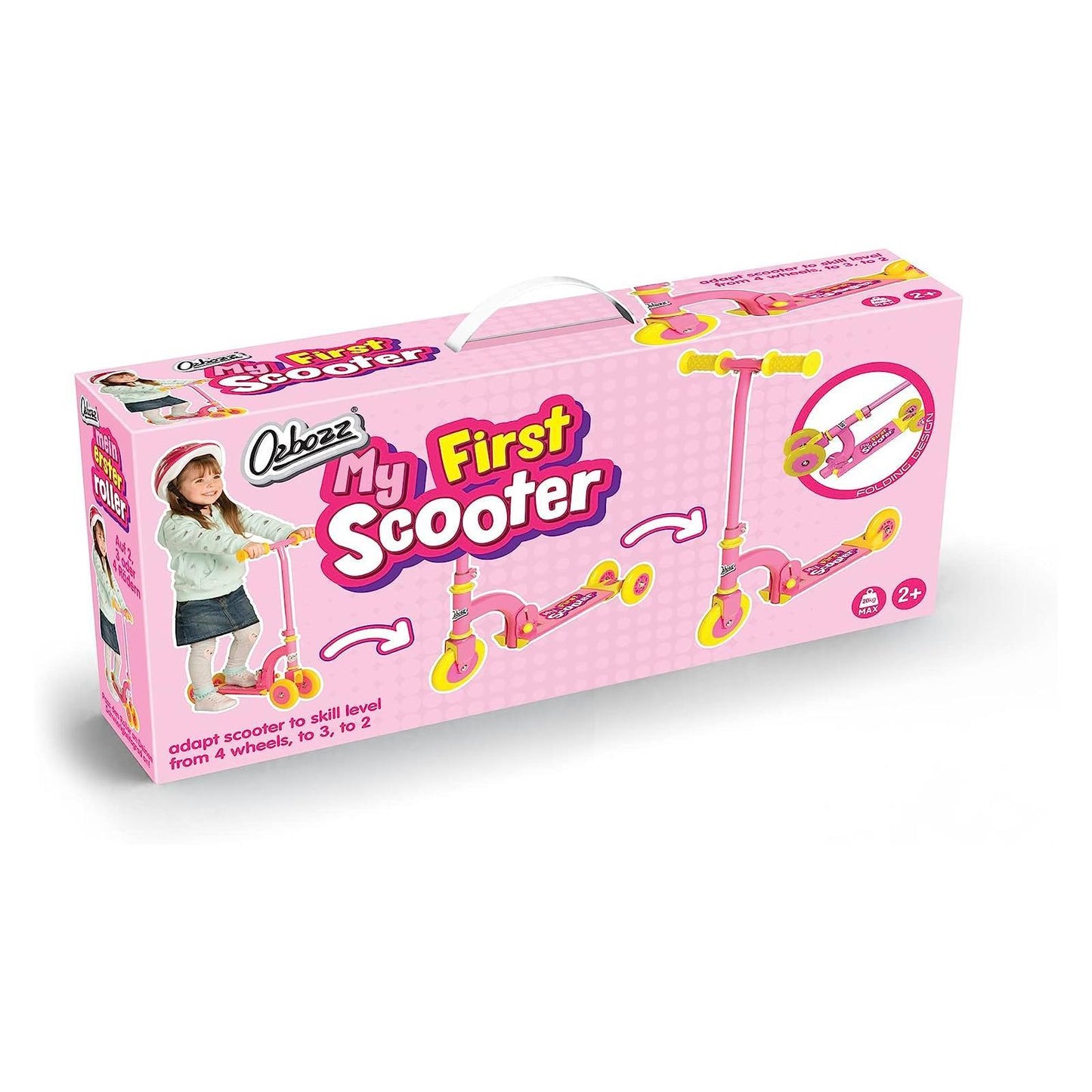 Ozbozz Kids Children Girls Pink My First Folding Push Scooter 4 Wheels