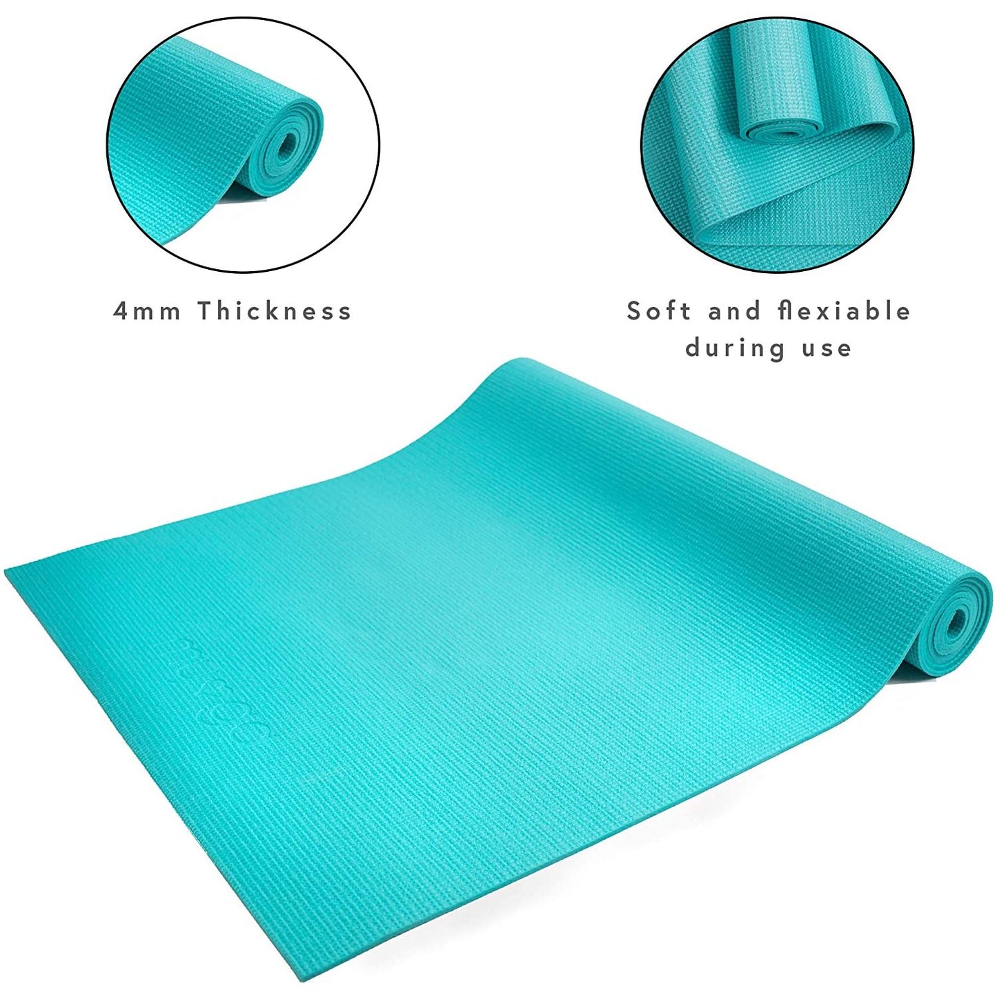 Entry Level Turquoise Yoga Mat Exercise Fitness Mat 173 x 61cm