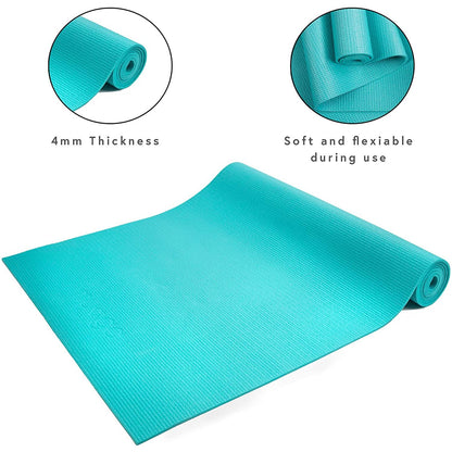 Entry Level Turquoise Yoga Mat Exercise Fitness Mat 173 x 61cm