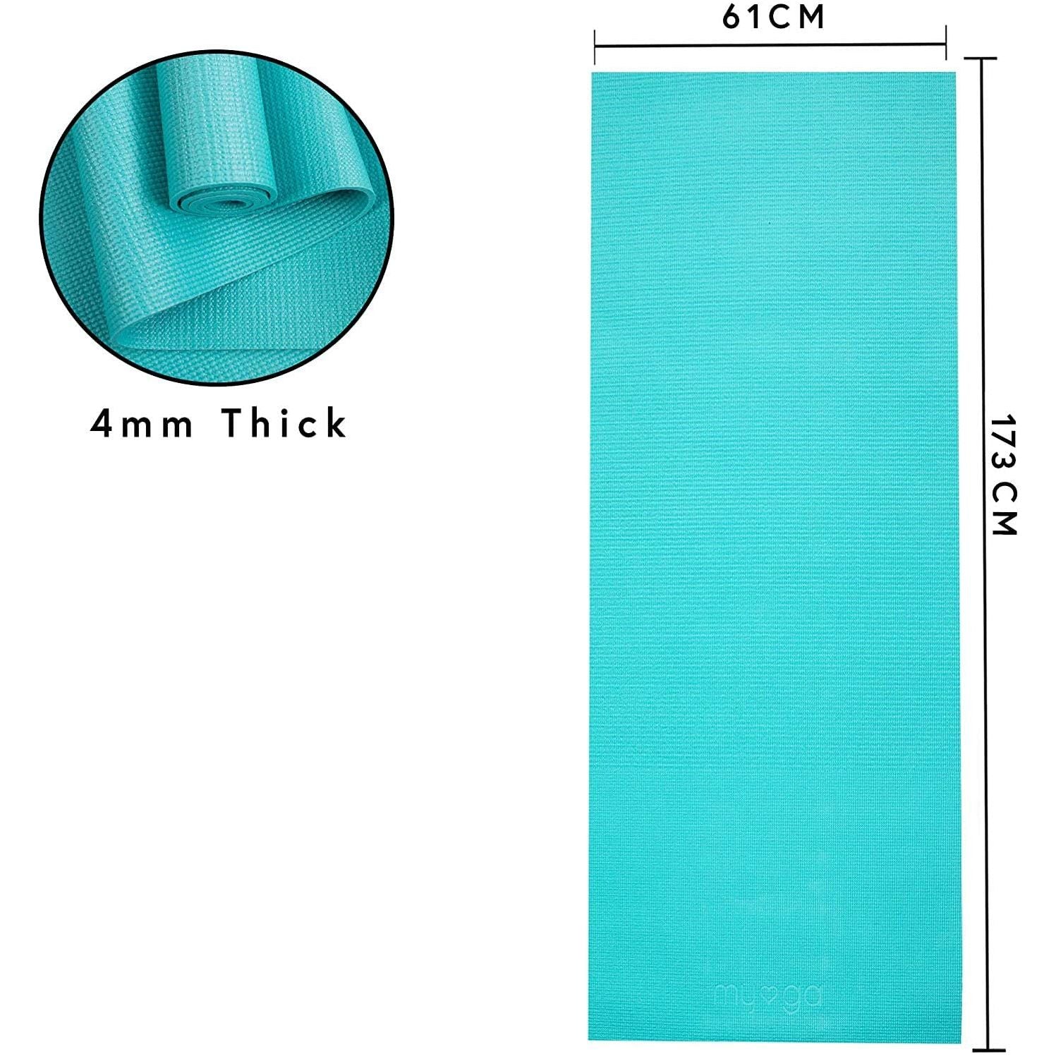 Entry Level Turquoise Yoga Mat Exercise Fitness Mat 173 x 61cm