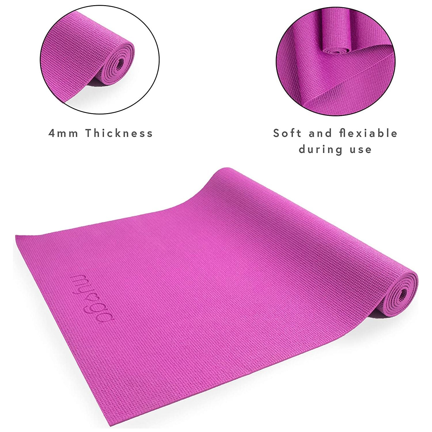 Entry Level Purple Yoga Mat Exercise Fitness Mat 173 x 61cm