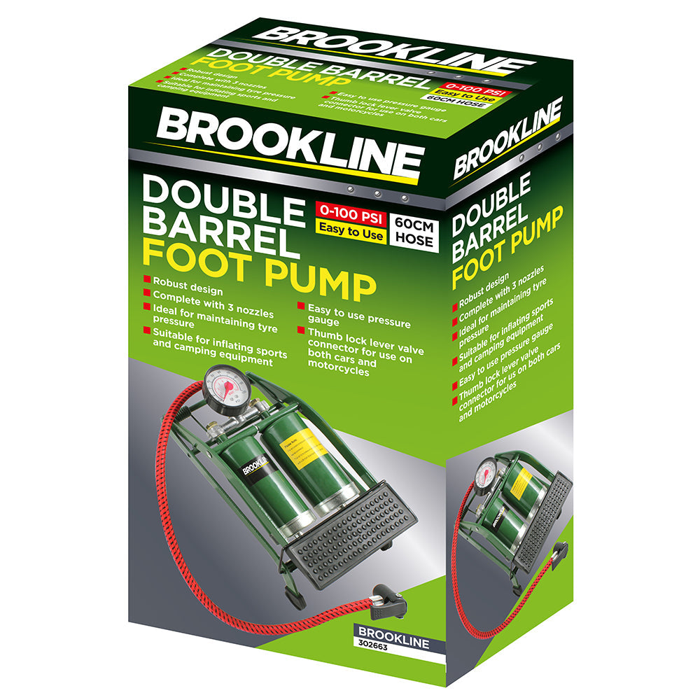 Brookline Heavy Duty Double Barrel Foot Pump