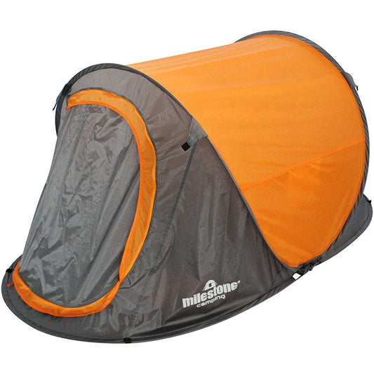 Milestone Camping 2 Man Festival Pop Up Tent Orange and Grey