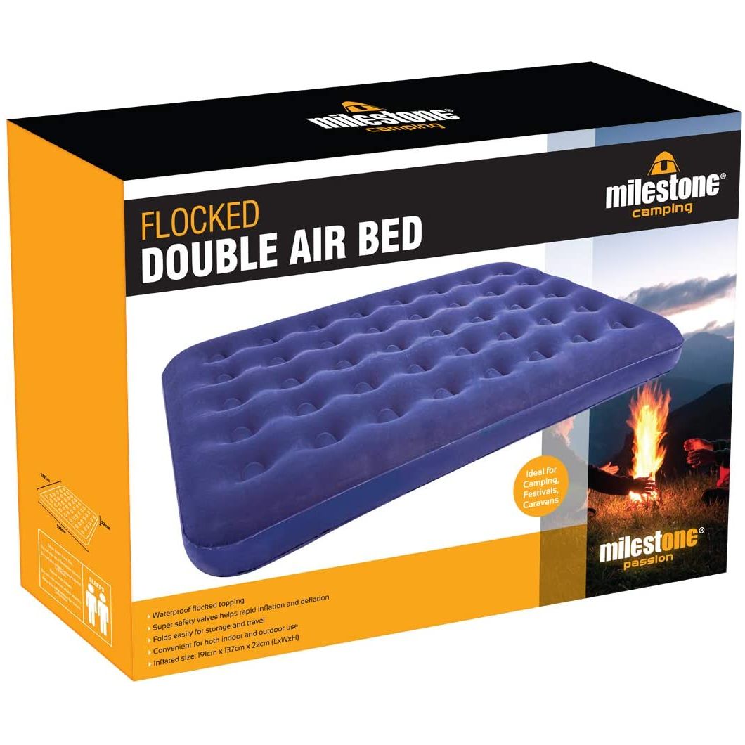 Milestone Camping Flocked Double Air Bed