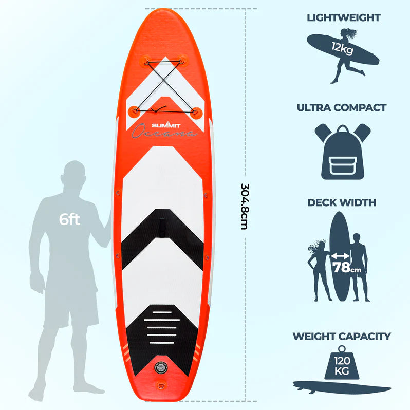 Summit Oceana 10ft Paddleboard SUP Red Kit