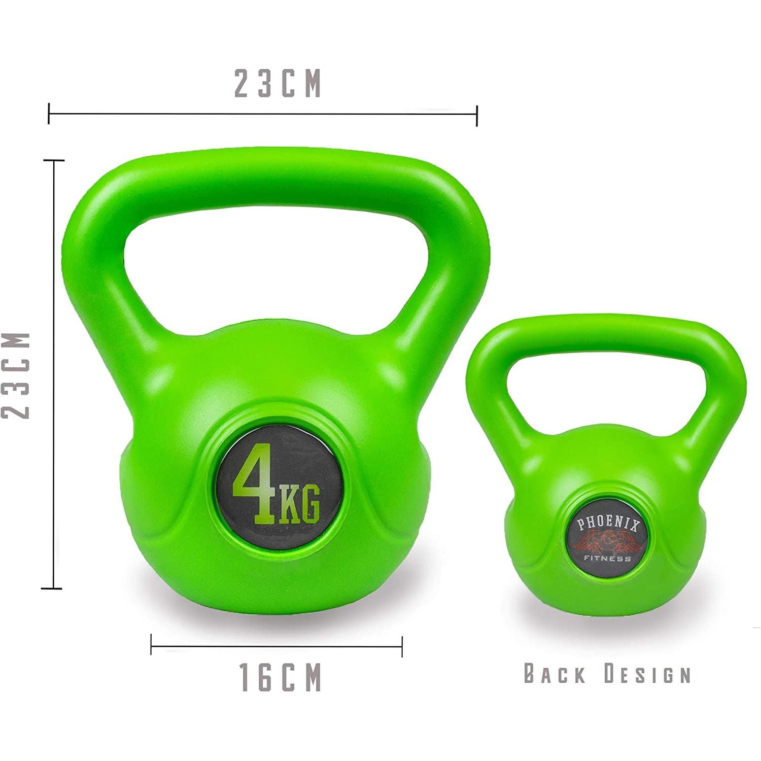 Vinyl 4KG Kettlebell Heavy Weight Kettle Bell Cardio Training Green