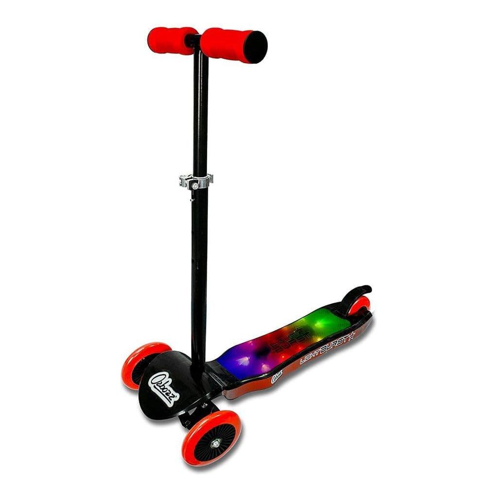 Ozbozz Kids Girls Boys 3 Wheel Tri LED Light Burst Handle Adjustable Scooter