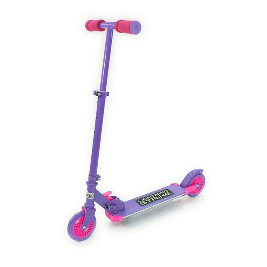 Ozbozz Girls Kids Purple Pink Lightning Strike Folding 2 Wheel LED Scooter